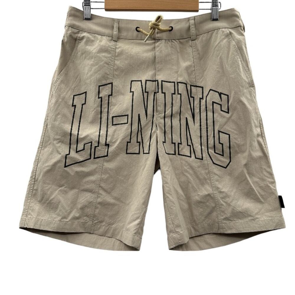 Li-Ning‎ Chinatown Shorts Mens Medium Khaki Cordura Reflective Streetwear NWT